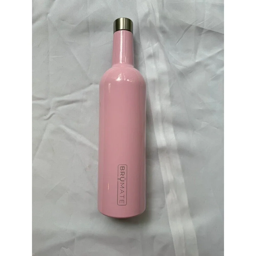 Pink Brumate Winsulator‎ wine bottle silver accents